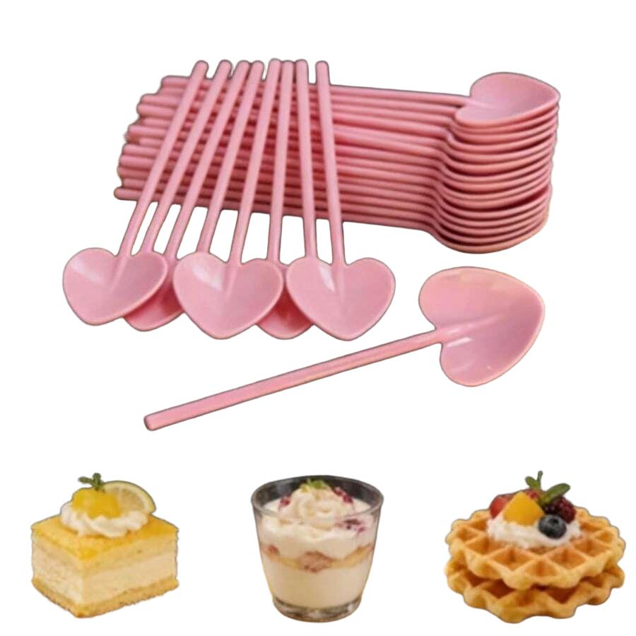 różowa łyżeczka serce 100-pack