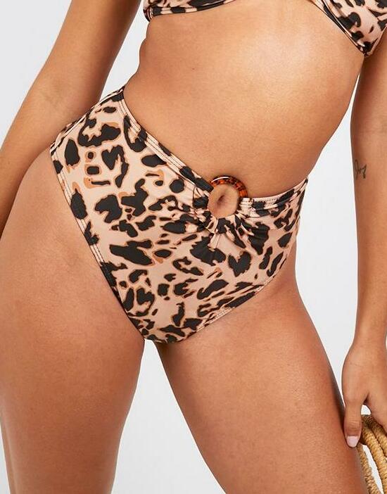 dół od bikini animal print wysoki stan klamra