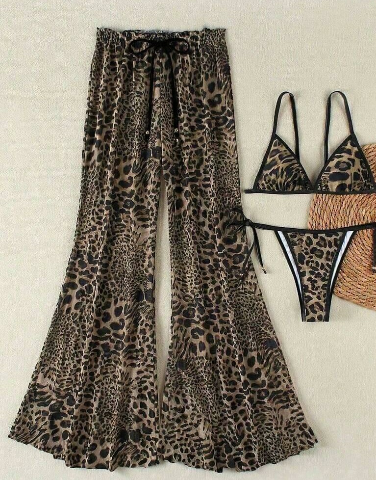 spodnie plażowe siateczka animal print