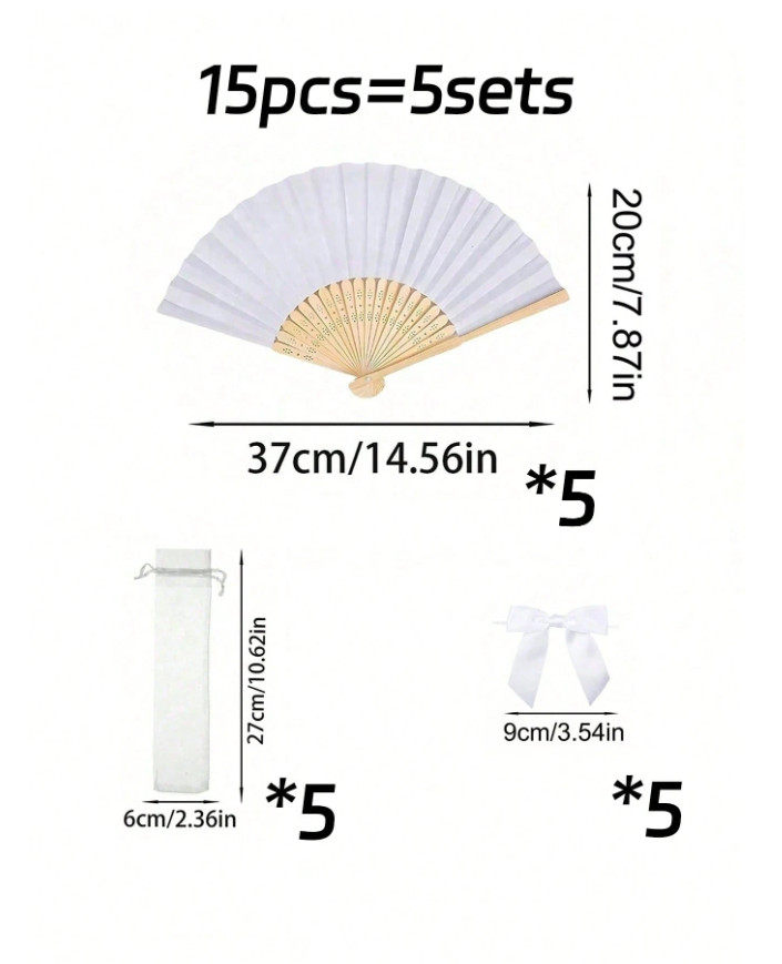 wachlarz woreczek kokarda komplet 5-pack