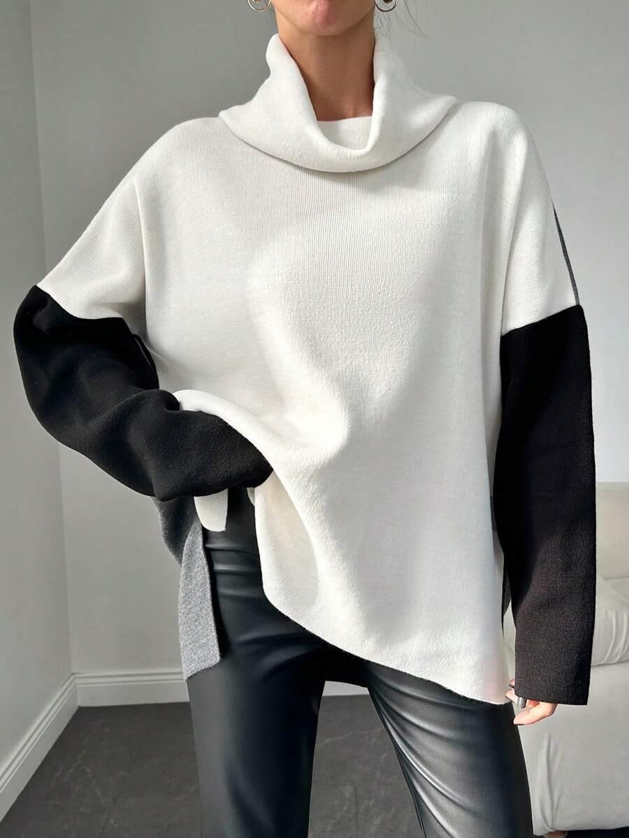 SWETER ŁĄCZENIE KONTRAST 