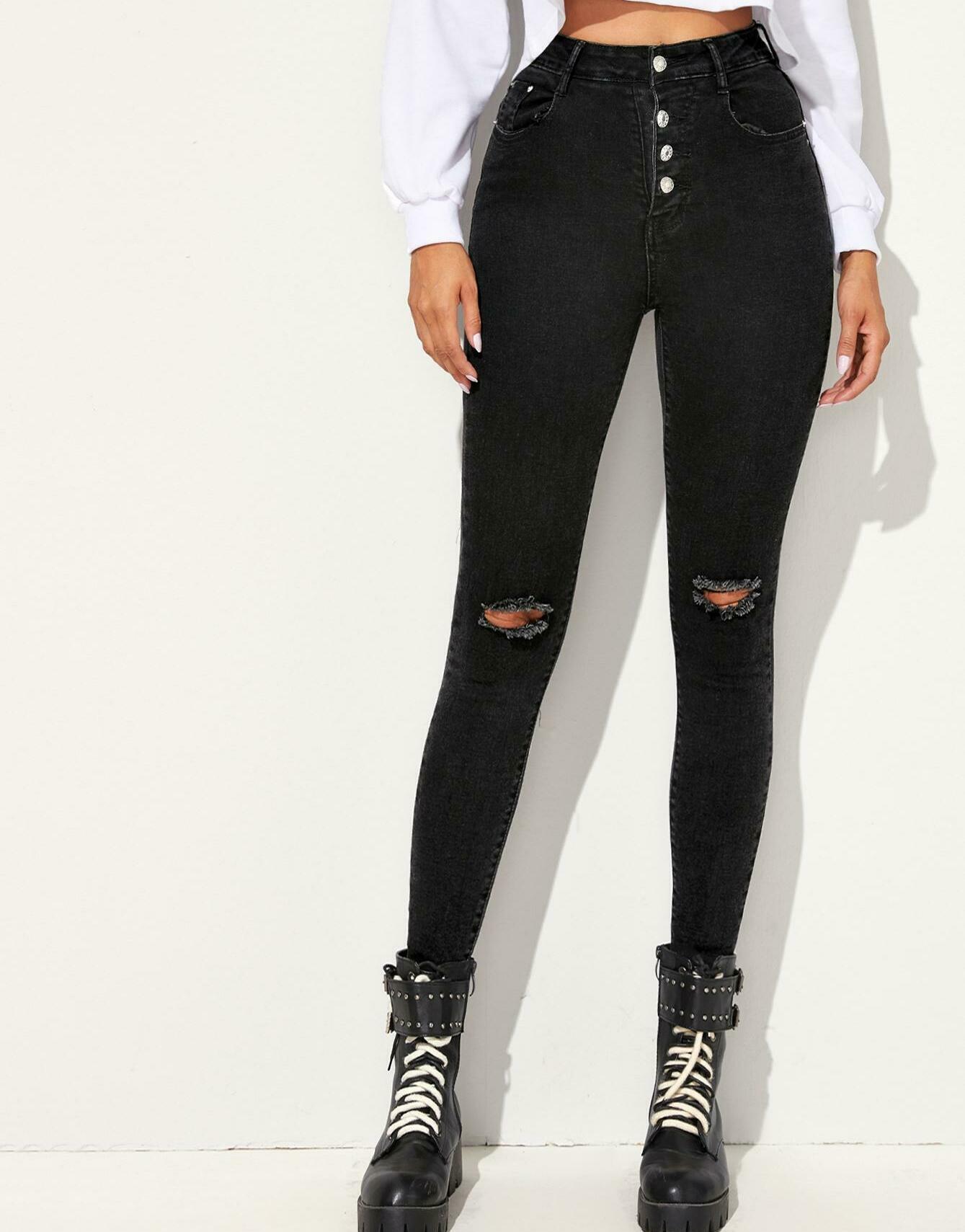 CZARNE SPODNIE JEANS WYSOKI STAN 