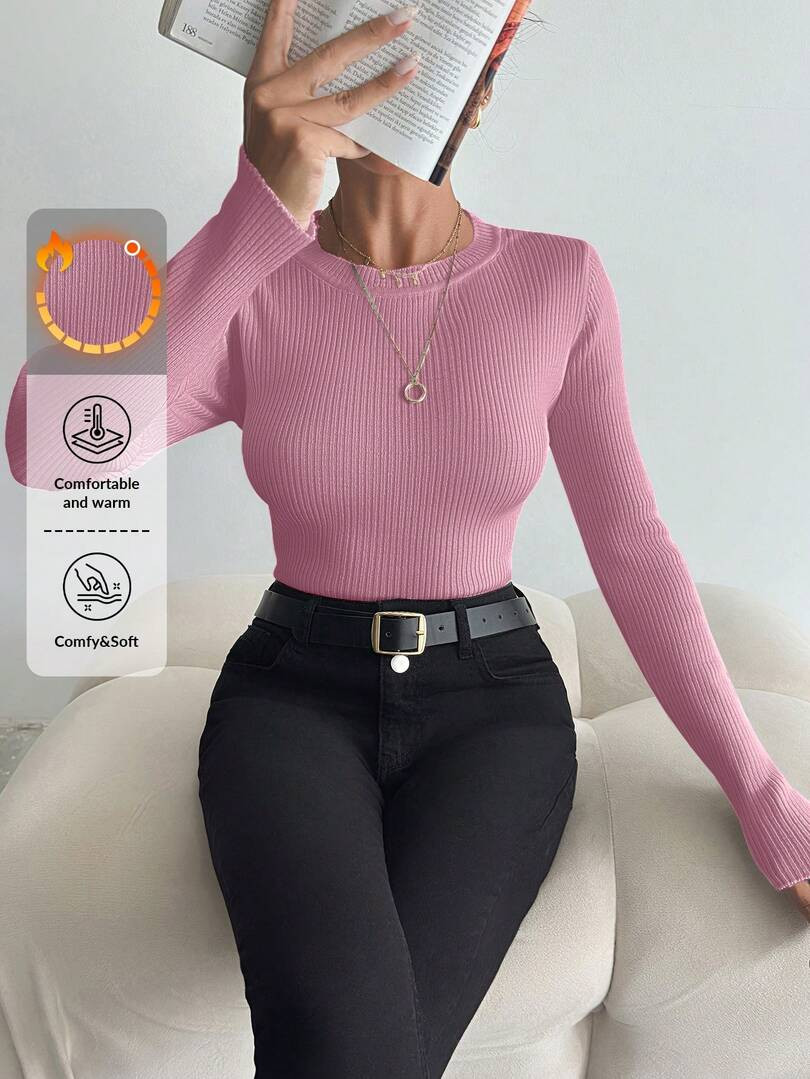 różowy sweter prążki