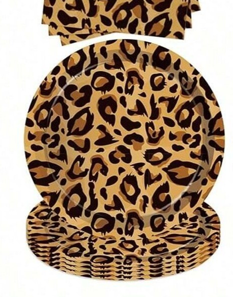 talerz jednorazowy animal print 