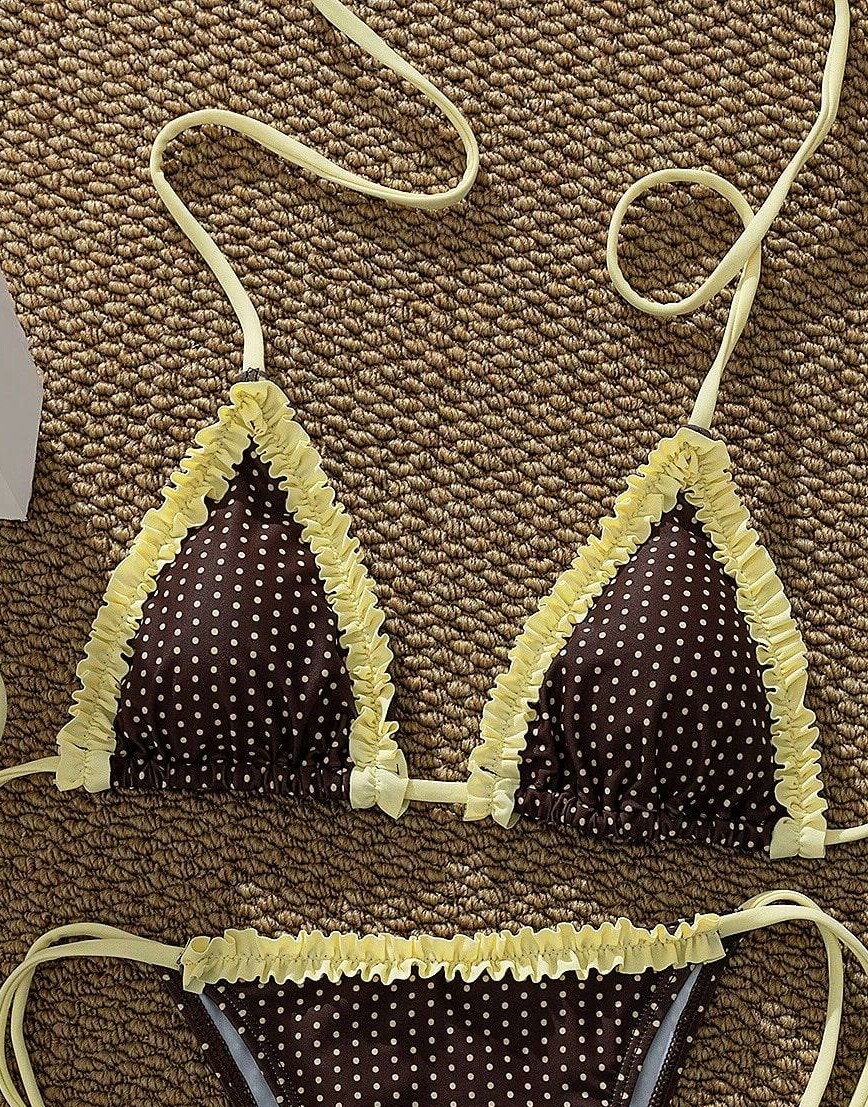 brązowa góra od bikini groszki