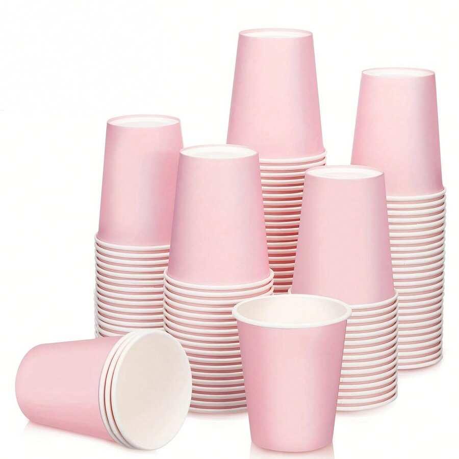 różowe papierowe kubki 100-pack
