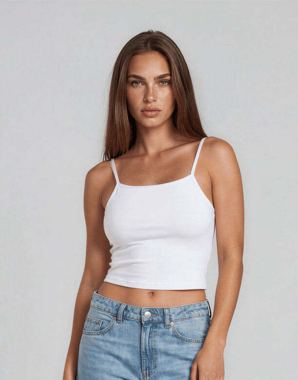 biały crop top basic