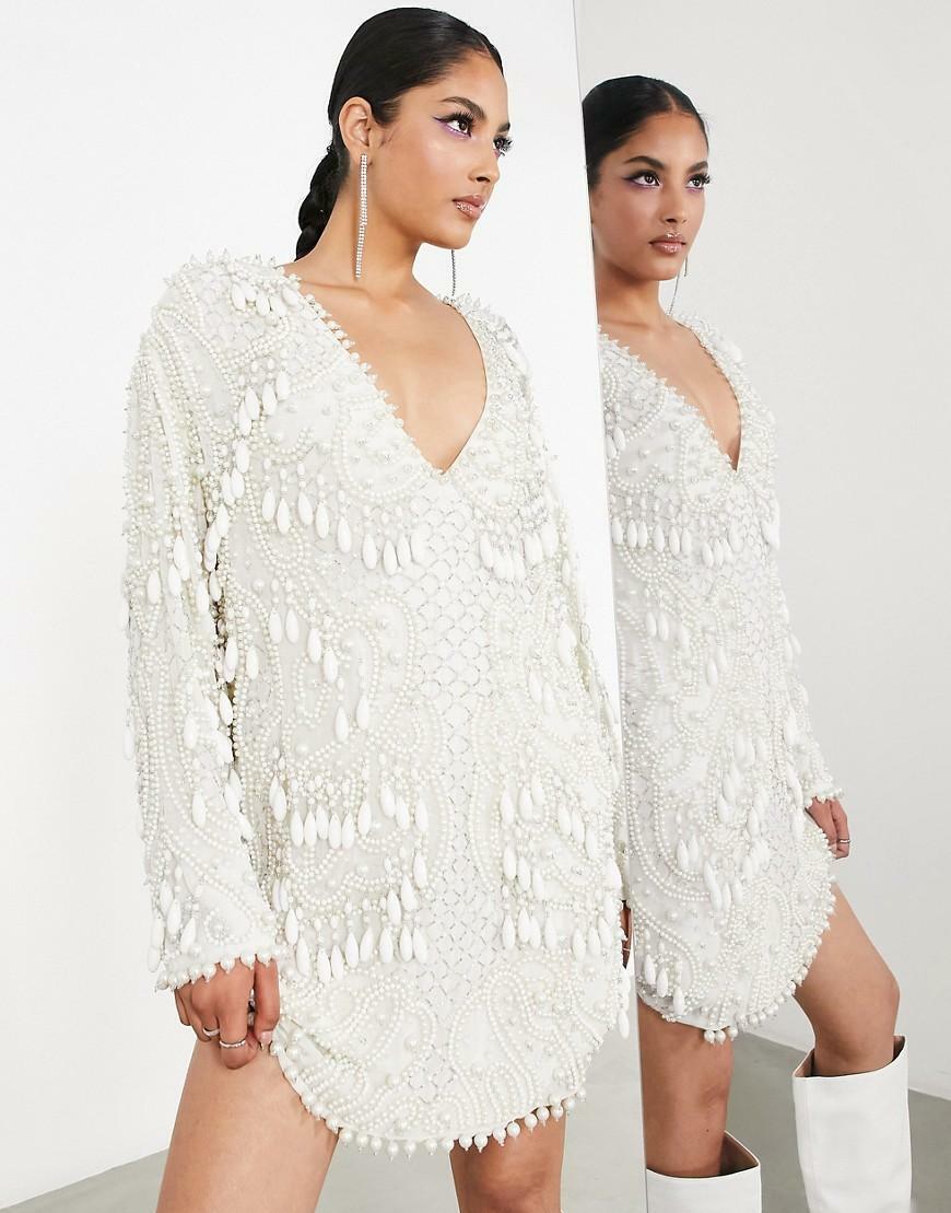 SUKIENKA ZDOBIENIE GLAMOUR V NECK