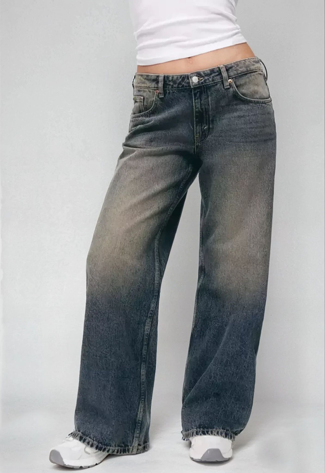 spodnie jeans szerokie nogawki