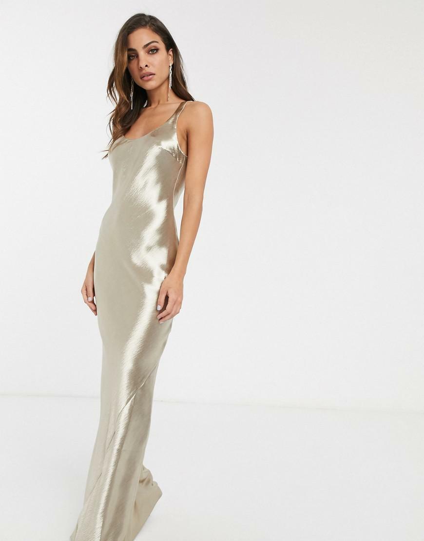 ZŁOTA SUKIENKA MAXI GLAMOUR
