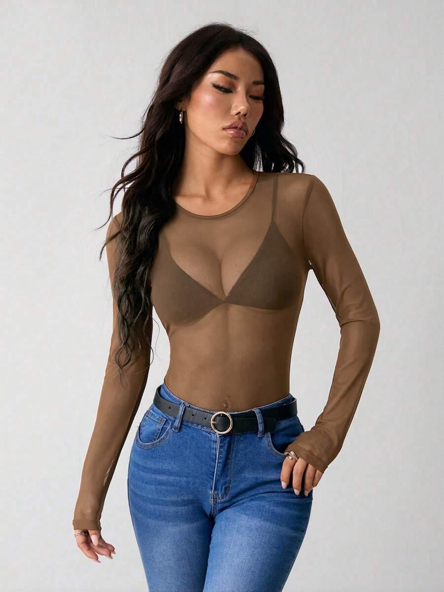 brązowe body siateczka