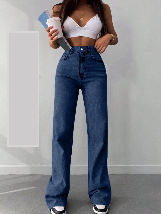 granatowe spodnie jeans