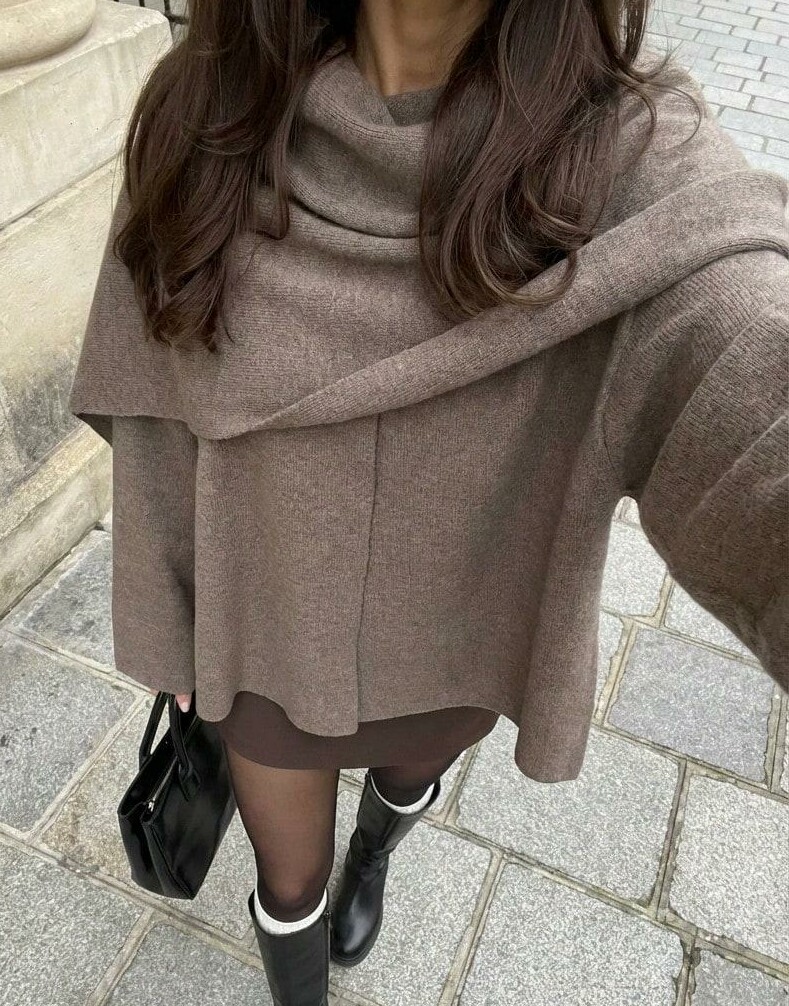 sweter kardigan szal