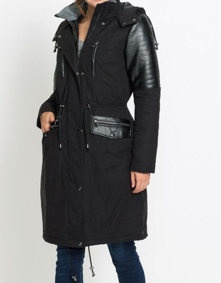 DŁUGA PARKA Z IMITACJI SKÓRY