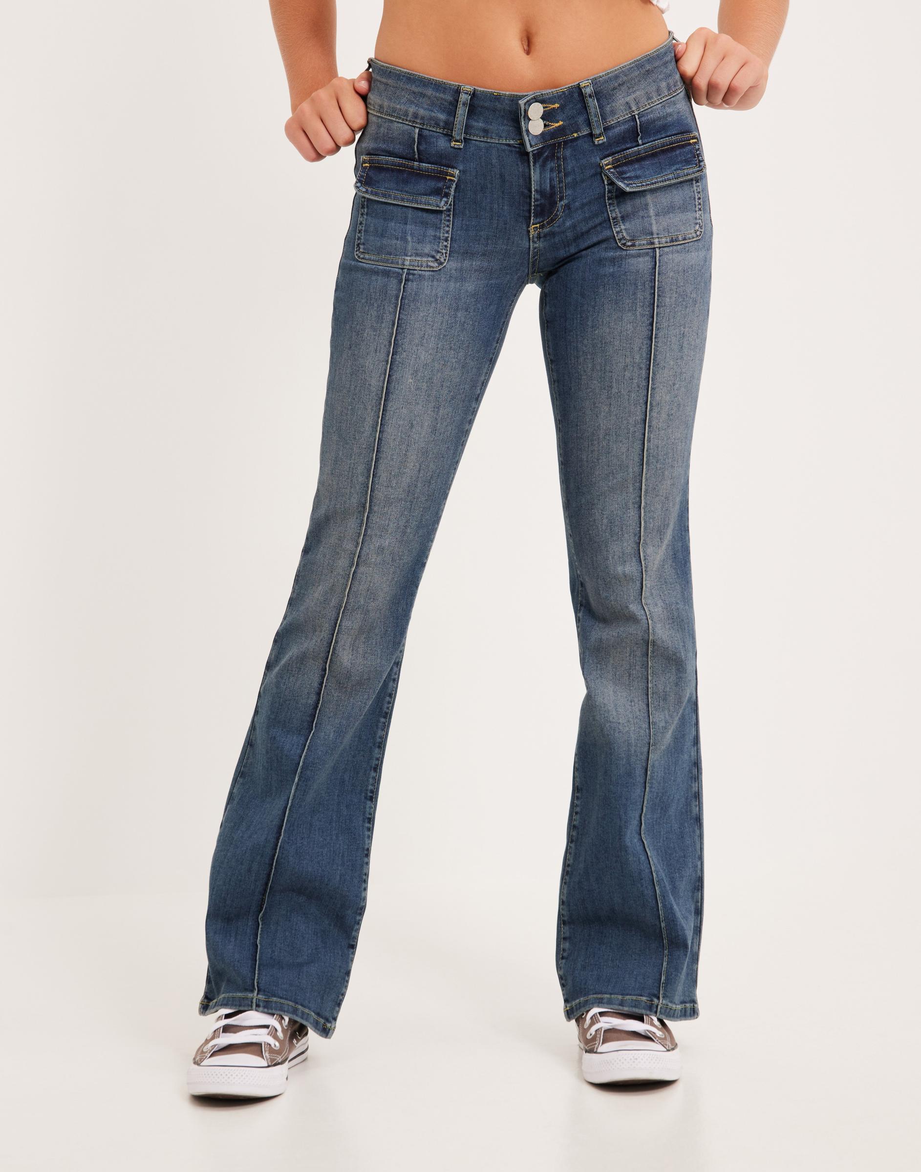 SPODNIE JEANS BOOTCUT KIESZENIE NISKI STAN