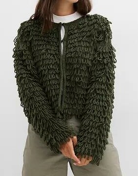 SWETER ROZPINANY Z FRĘDZLAMI