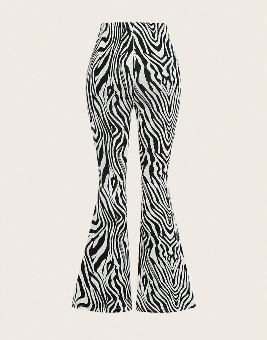 spodnie dzwony animal print