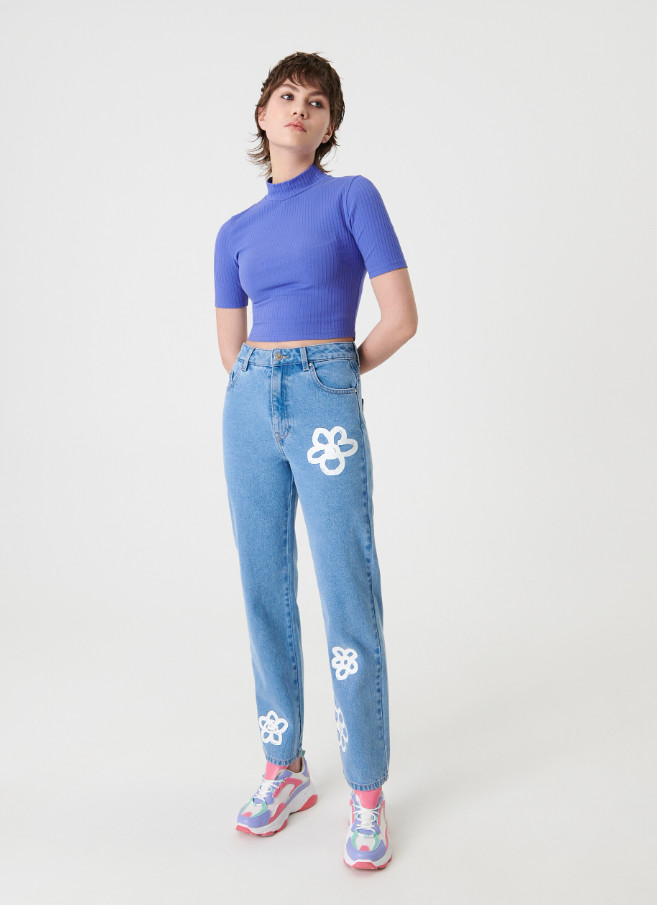 fioletowy crop top prążki