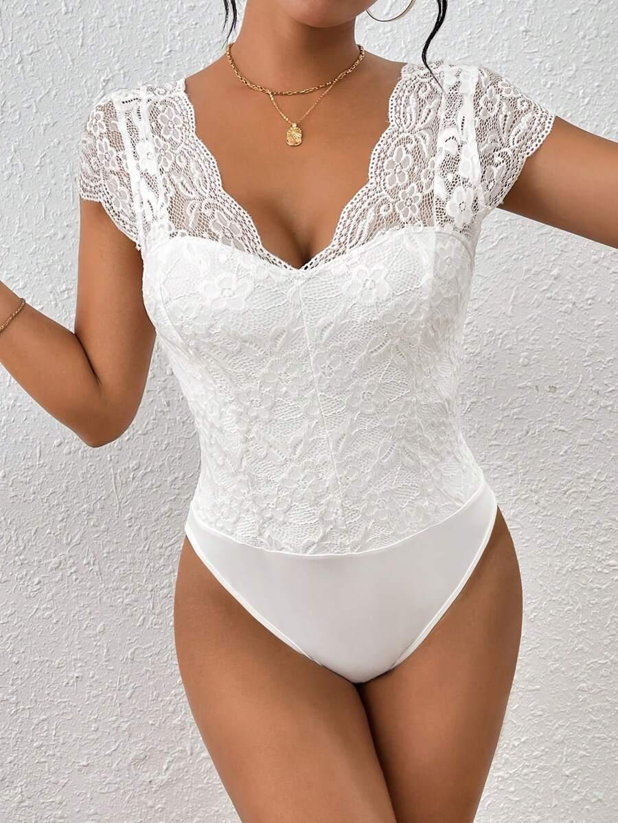 BIAŁE BODY KORONKA