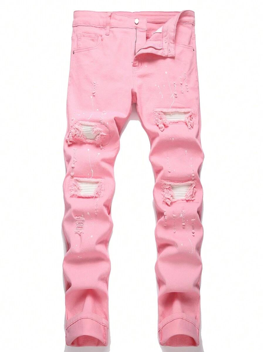 różowe spodnie jeans