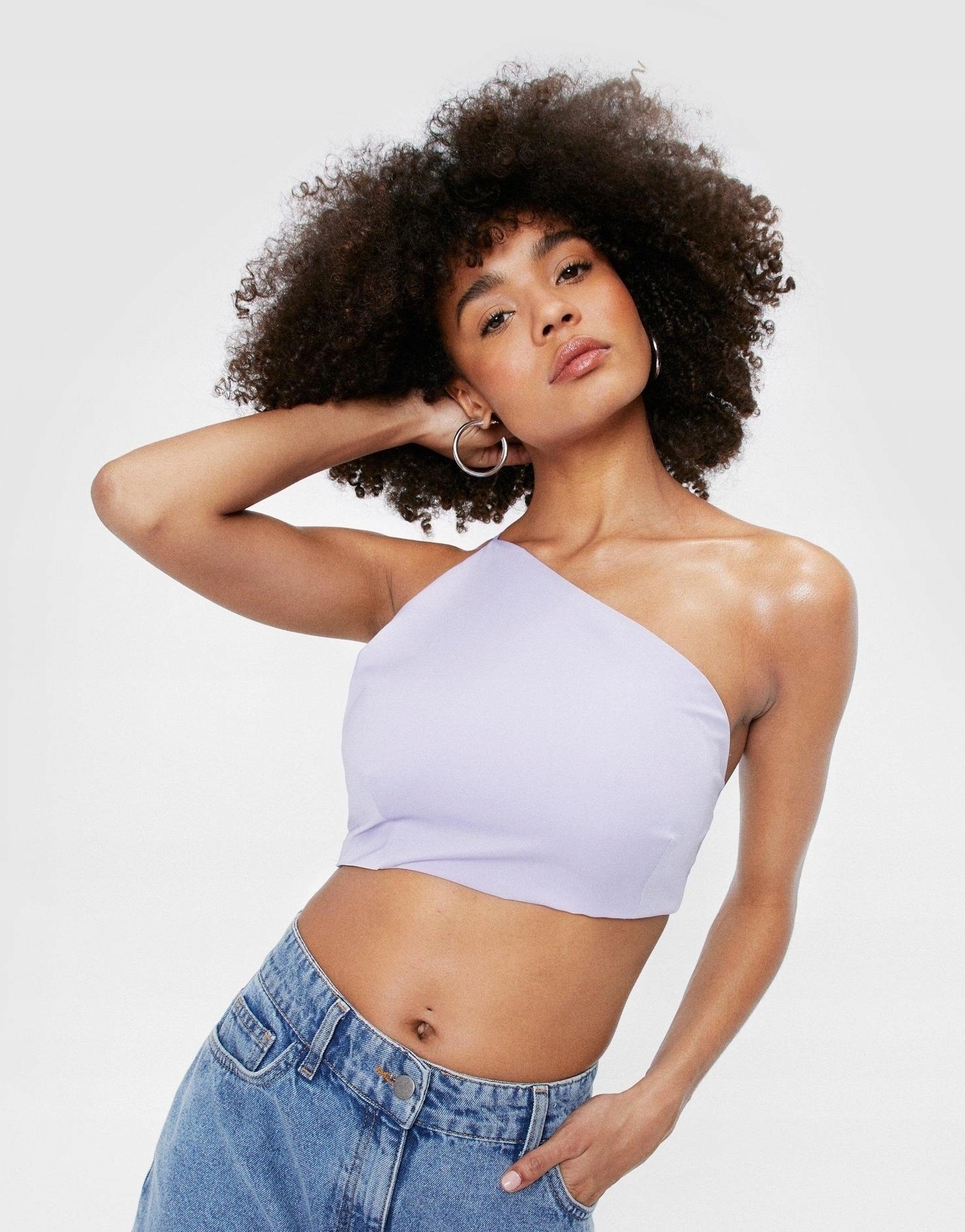 fioletowy asymetryczny crop top