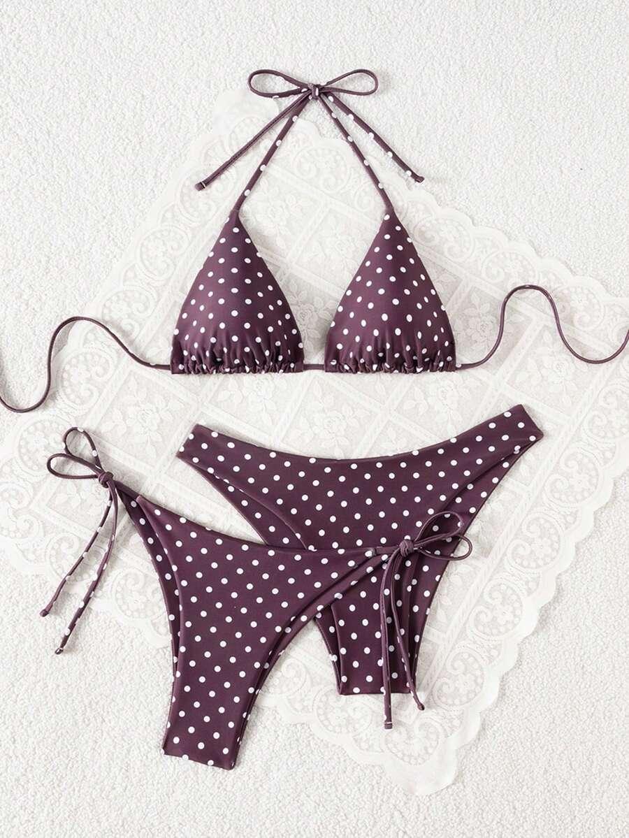 kostium kąpielowy bikini komplet groszki