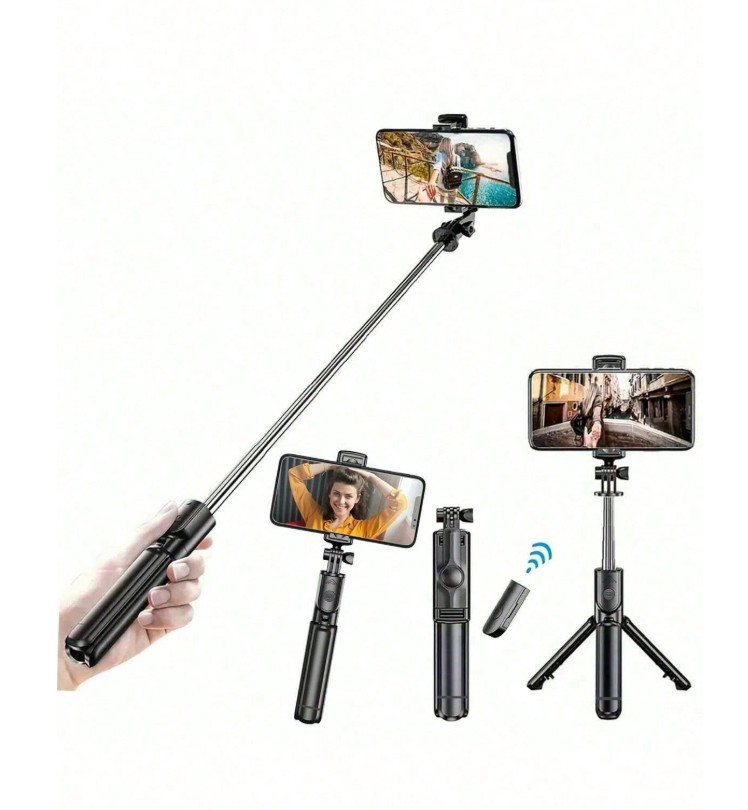 CZARNY SELFIE STICK ZE STATYWEM 