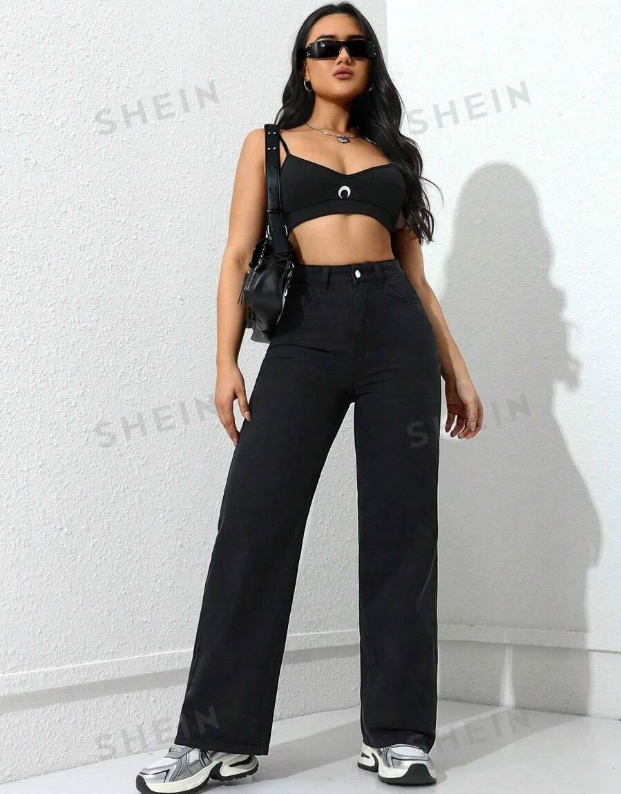 CZARNE SPODNIE JEANS 
