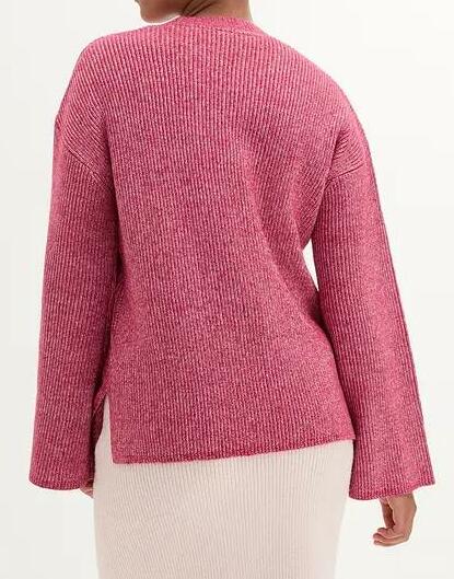SWETER DAMSKI OKRĄGŁY DEKOLT LUŹNY FASON