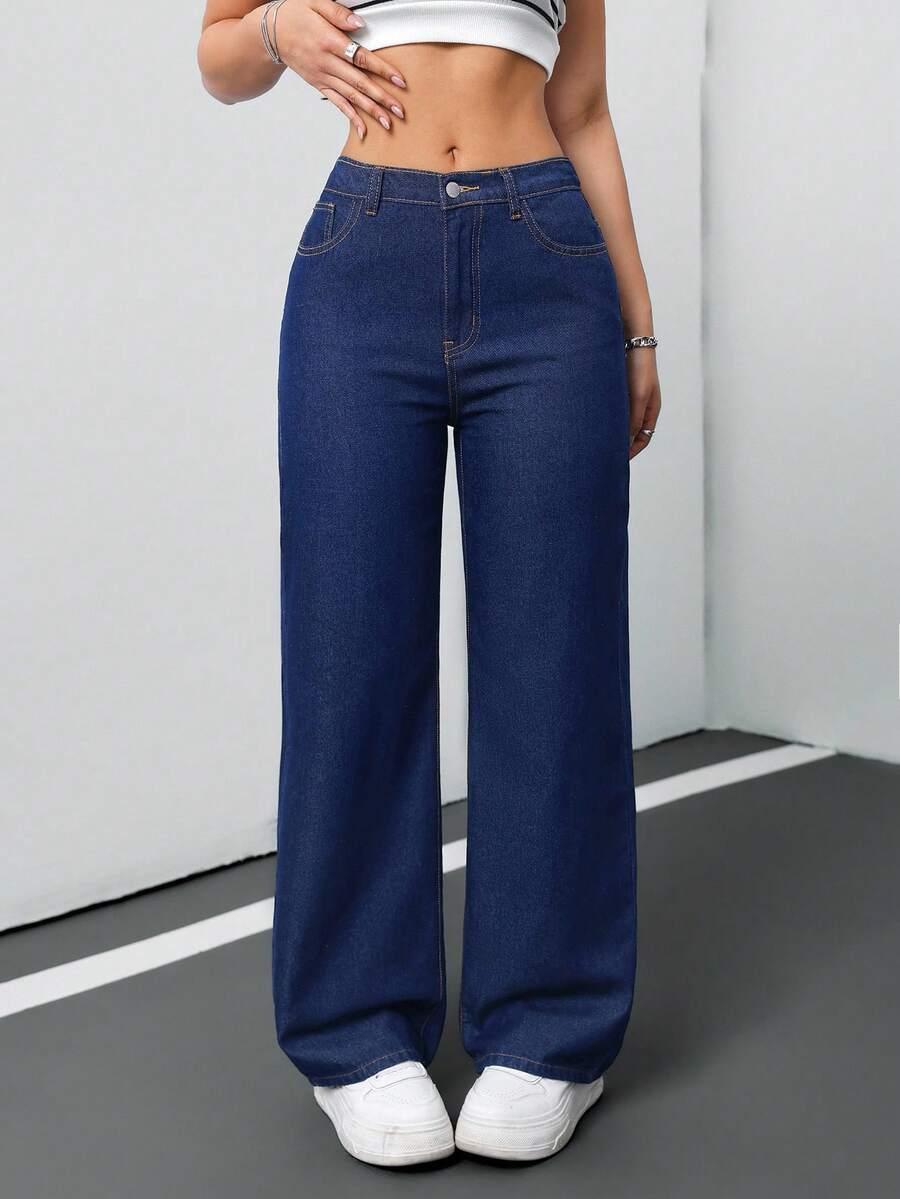 GRANATOWE SPODNIE JEANS