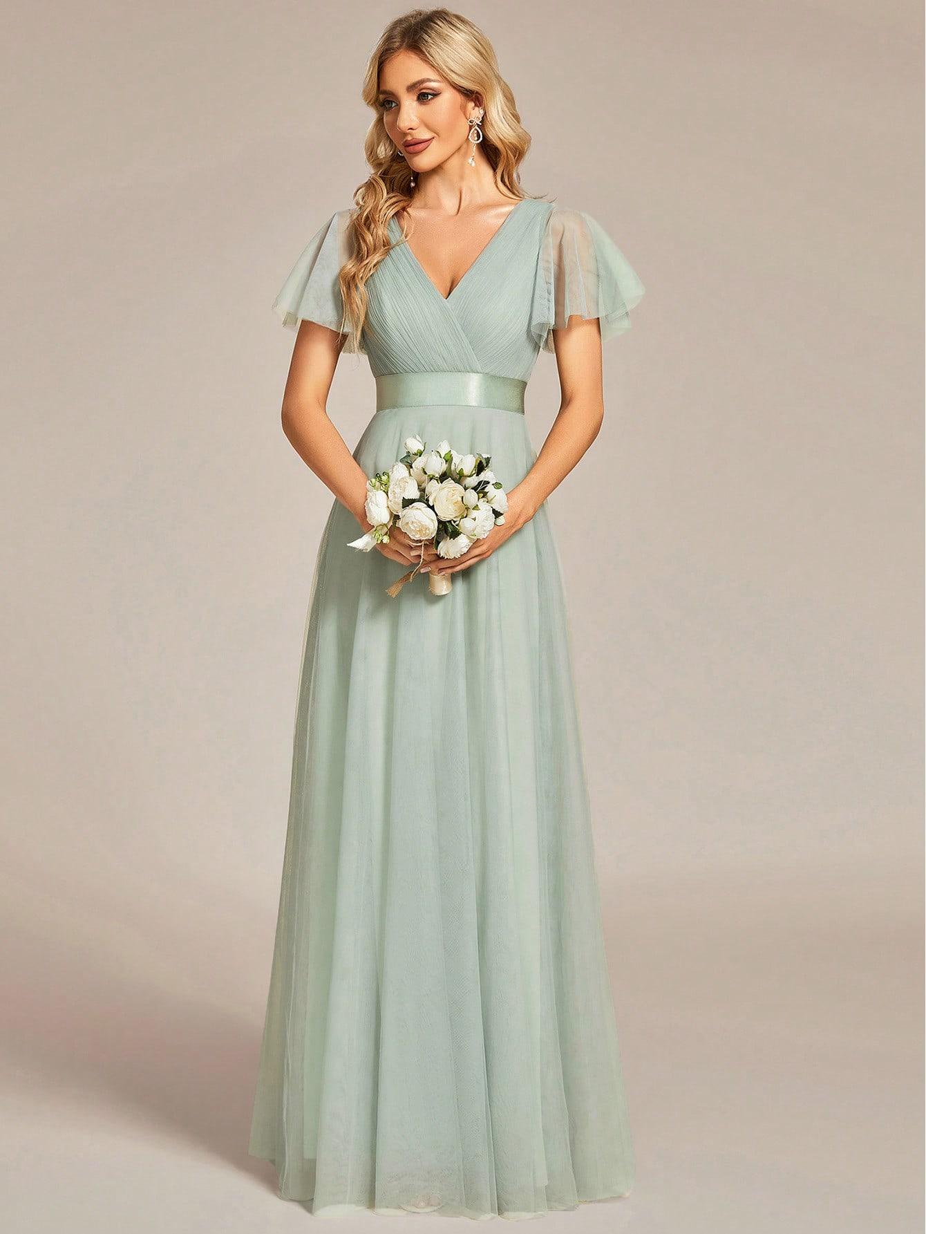 ZIELONA MAXI SUKIENKA V NECK