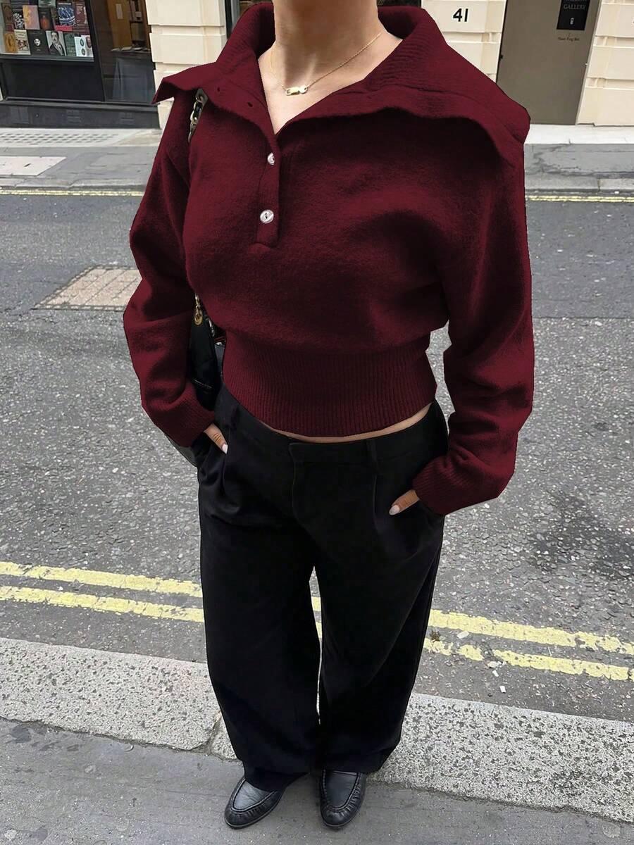 bordowy dzianinowy sweter 