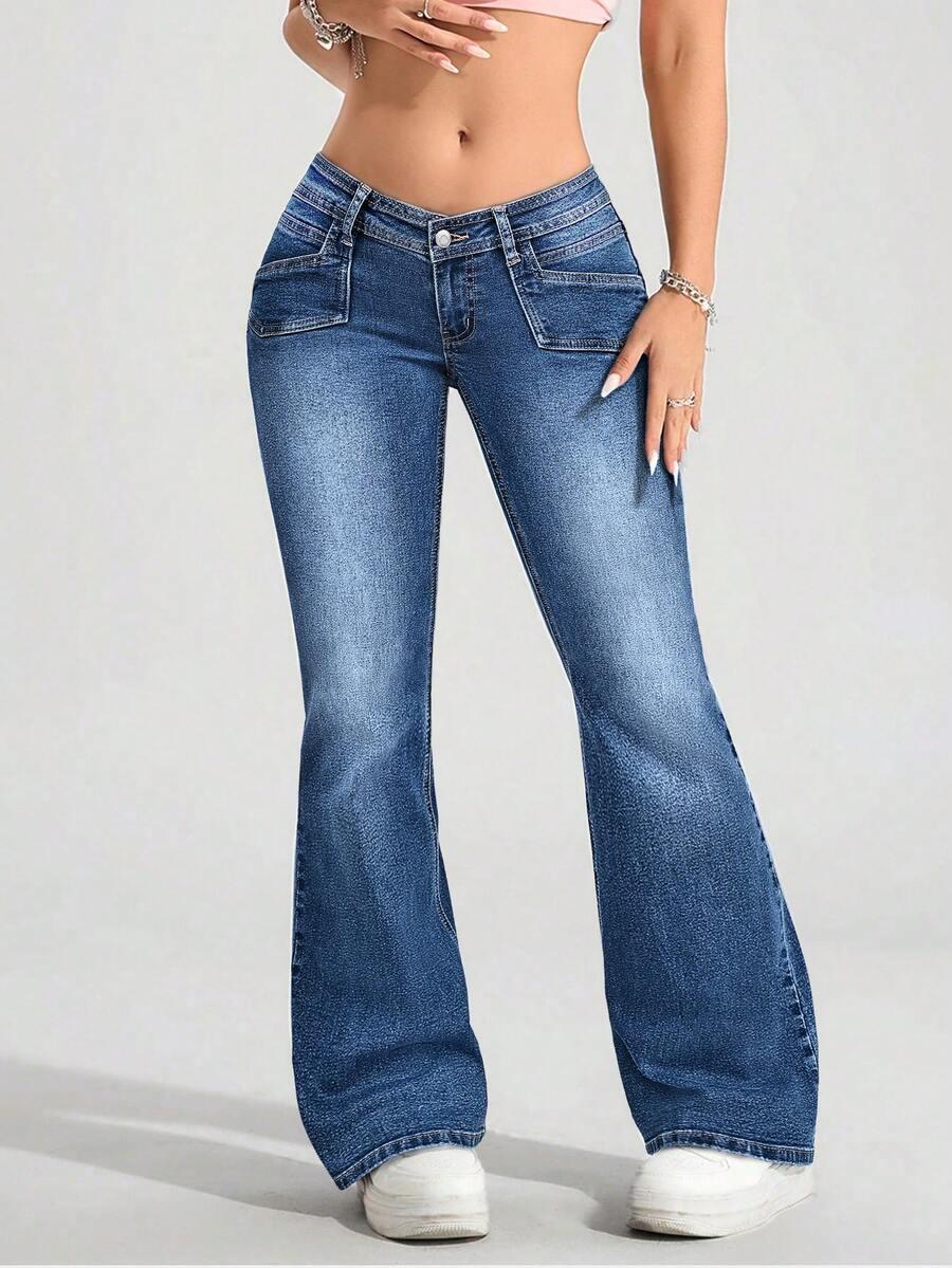 niebieskie dzwony jeans