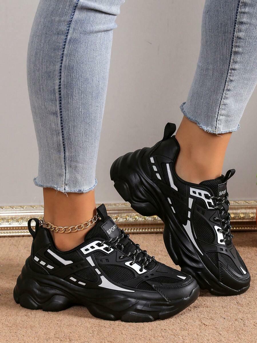 CZARNE SPORTOWE SZNUROWANE BUTY
