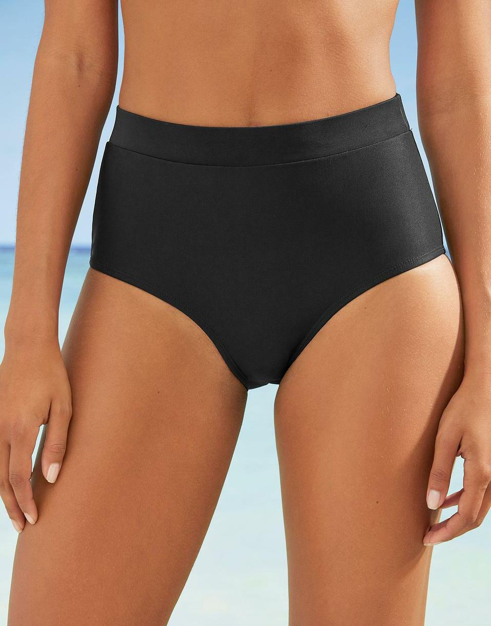 CZARNY GŁADKI DÓŁ OD BIKINI Z WYSOKIM STANEM