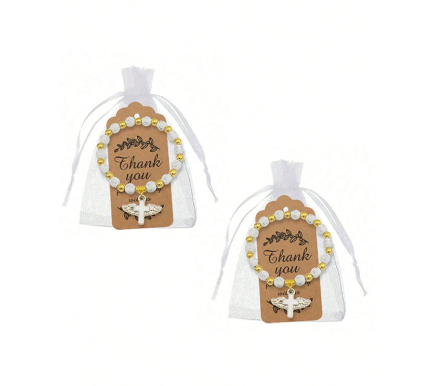 złota bransoletka krzyżyk 2-pack