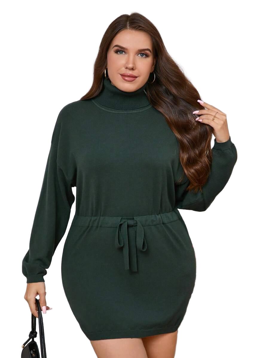 DZIANINOWA SUKIENKA PLUS SIZE Z GOLFEM