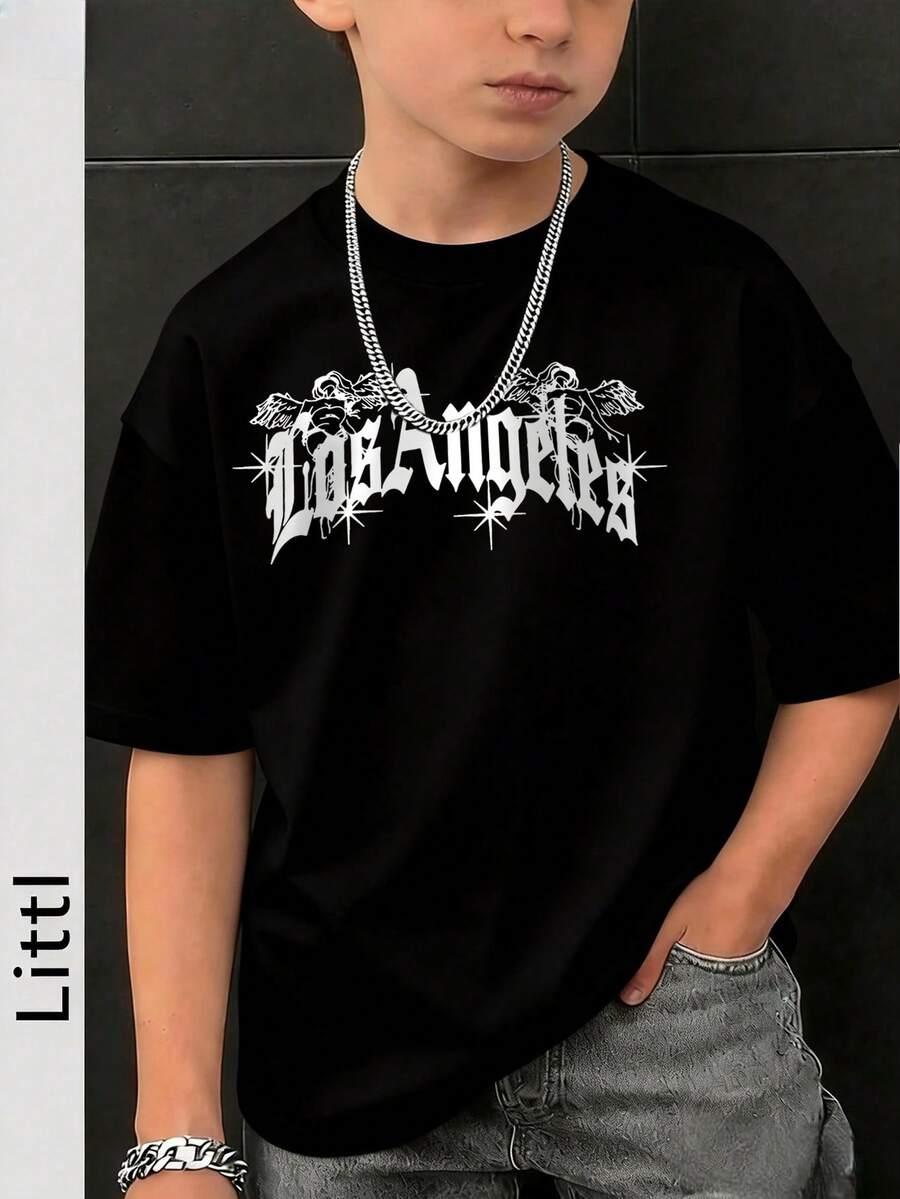 czarny t-shirt nadruk los angeles