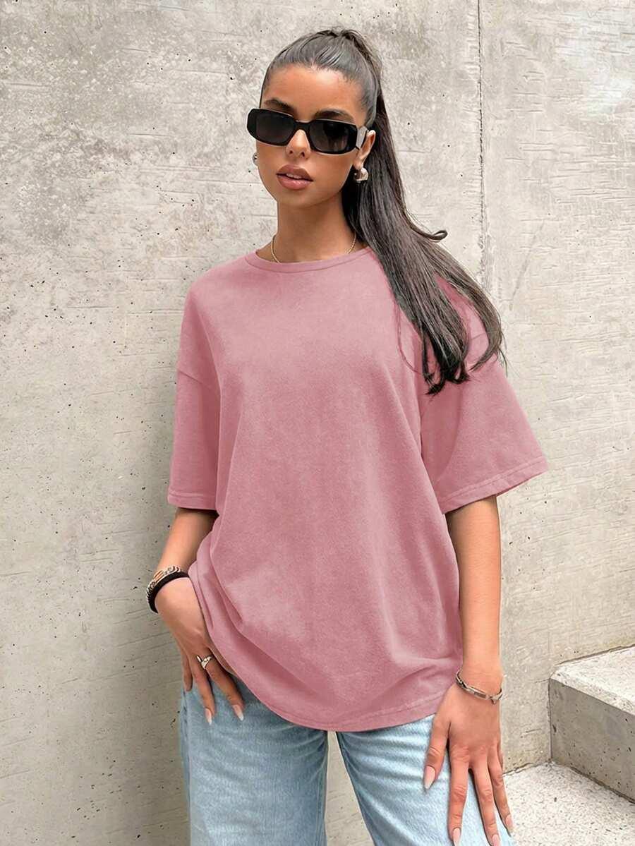 różowy t-shirt basic 