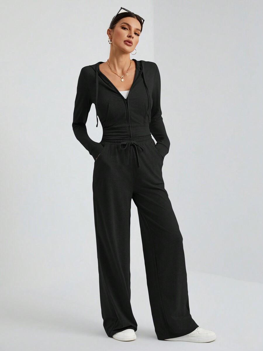 CZARNY KOMPLET BLUZA SPODNIE 