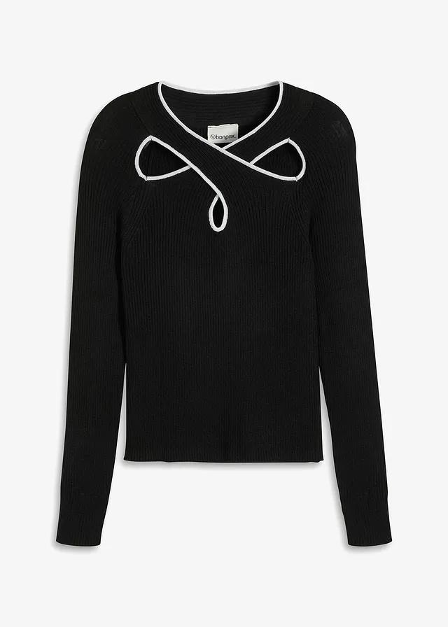 SWETER Z OZDOBNYM DEKOLTEM