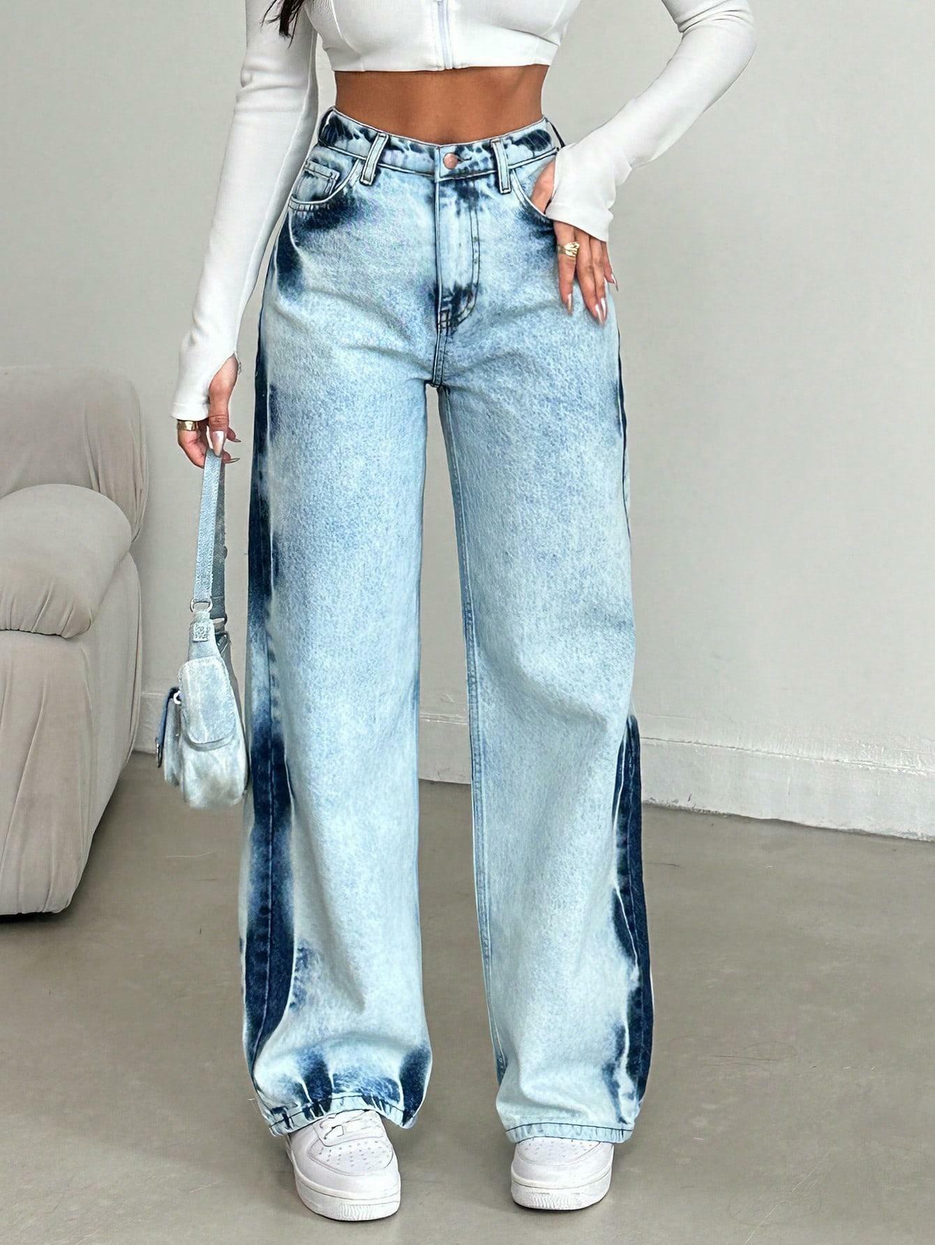 NIEBIESKIE CIENIOWANE SPODNIE JEANS