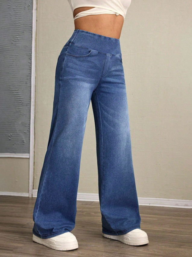 SPODNIE JEANS Z GUMKĄ W PASIE