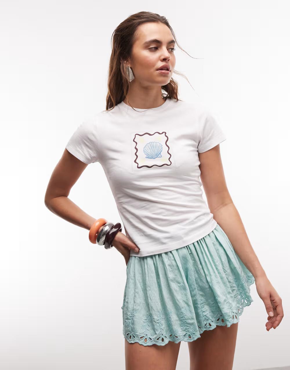 biały t-shirt print
