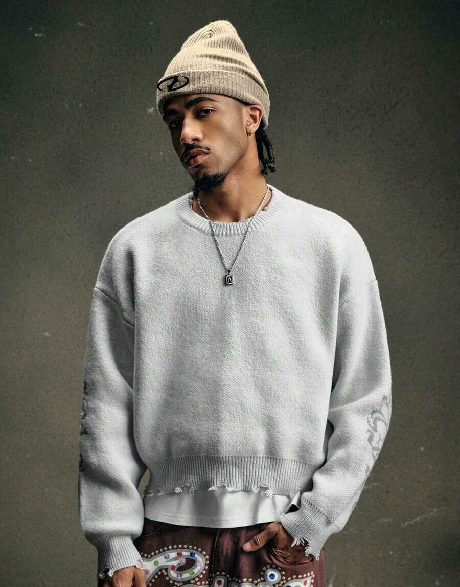 sweter OKRĄGŁYM DEKOLTEM ripped