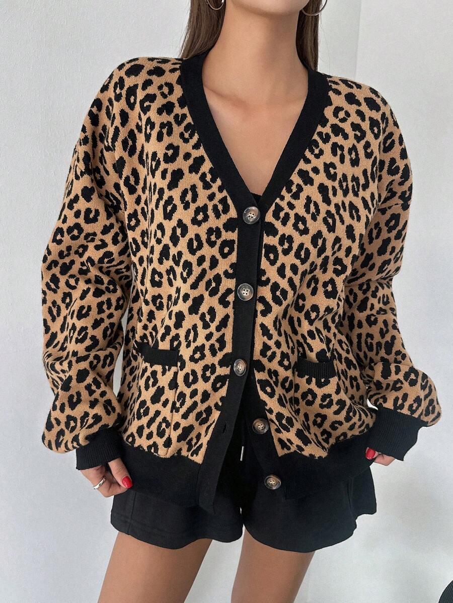 sweter kardigan animal print