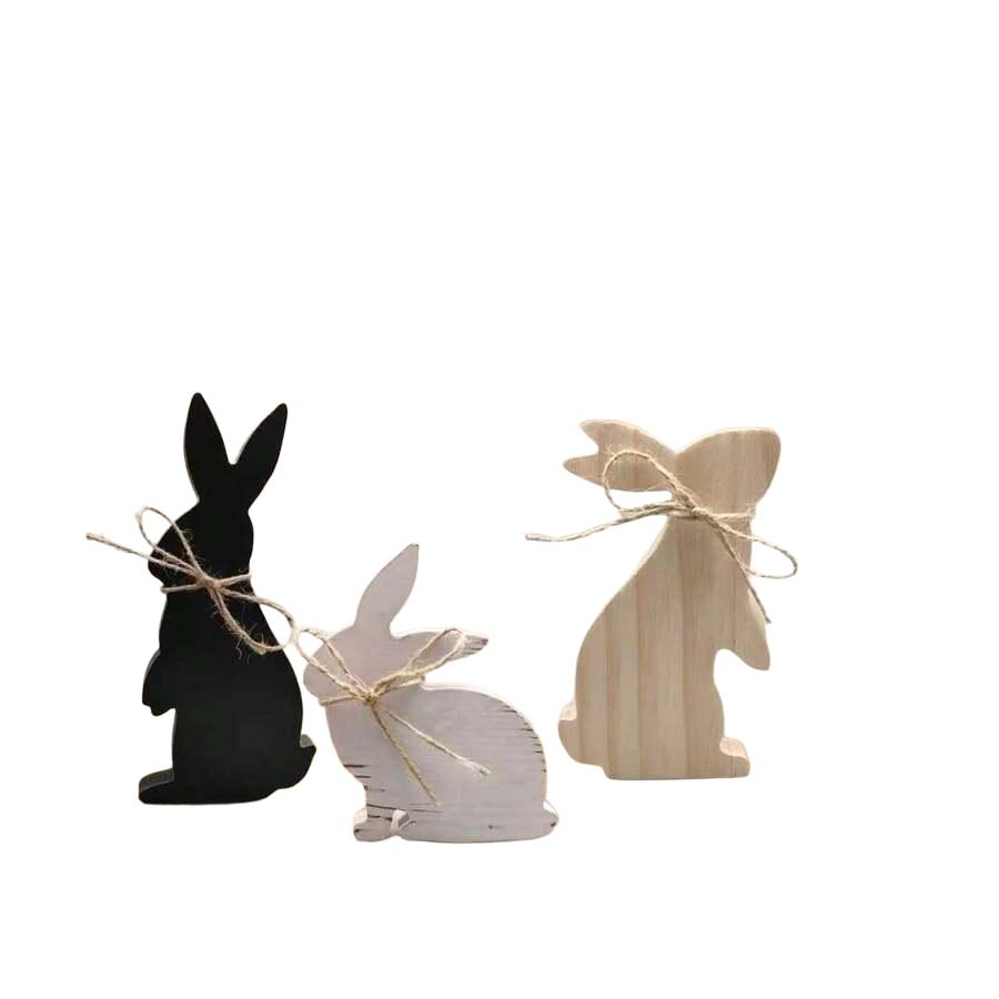 DREWNIANE ZAJĄCE OZDOBA 2-PACK
