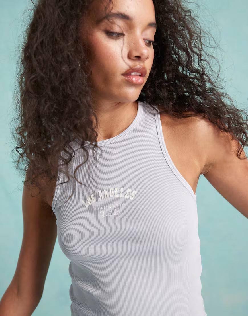 NIEBIESKI TOP PRINT NAPISY 