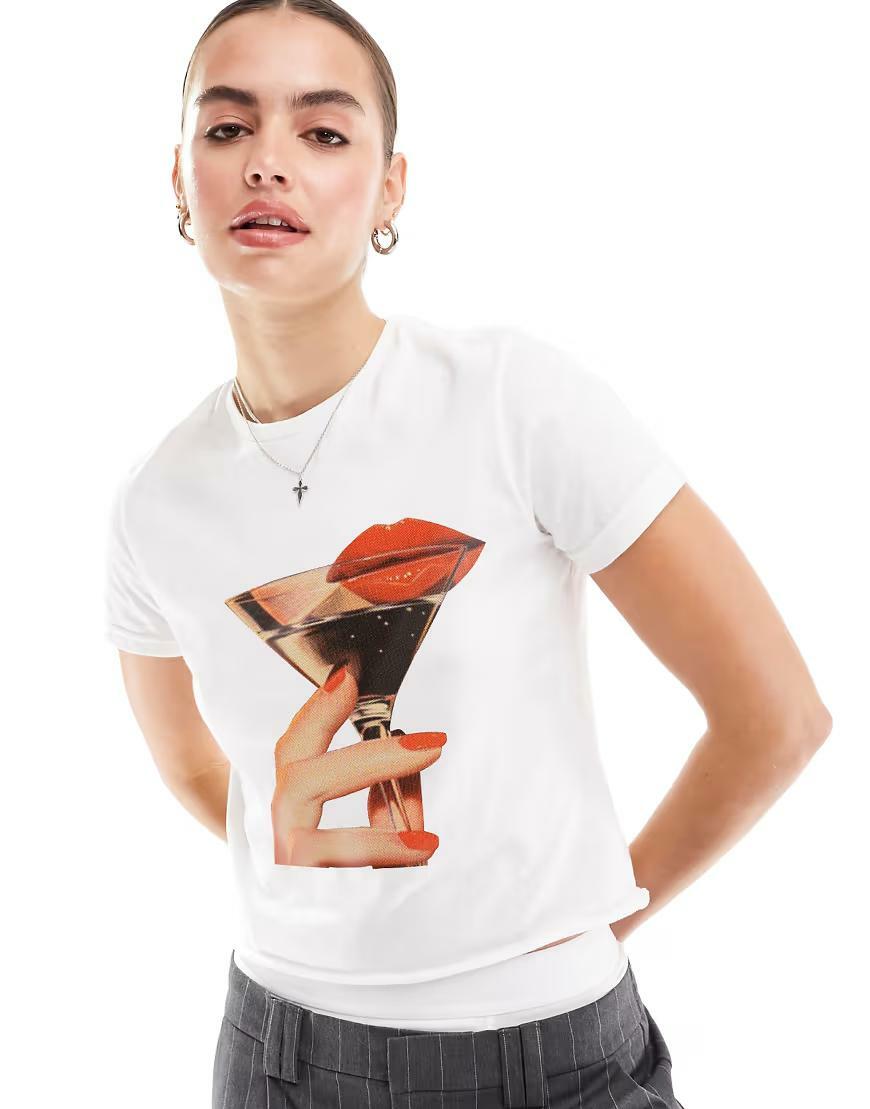 BIAŁY T-SHIRT PRINT 