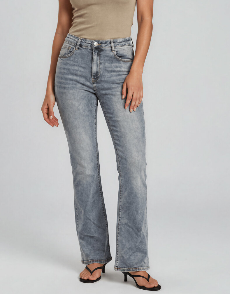 spodnie jeans dzwony wysoki stan